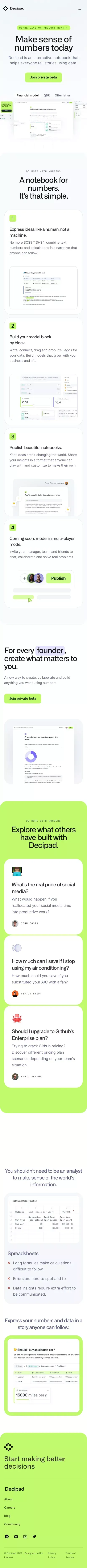 Decipad — Make sense of numbers mobile view