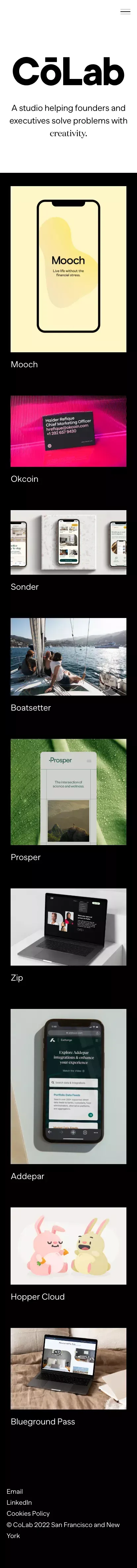 Homepage - Cōlab mobile view