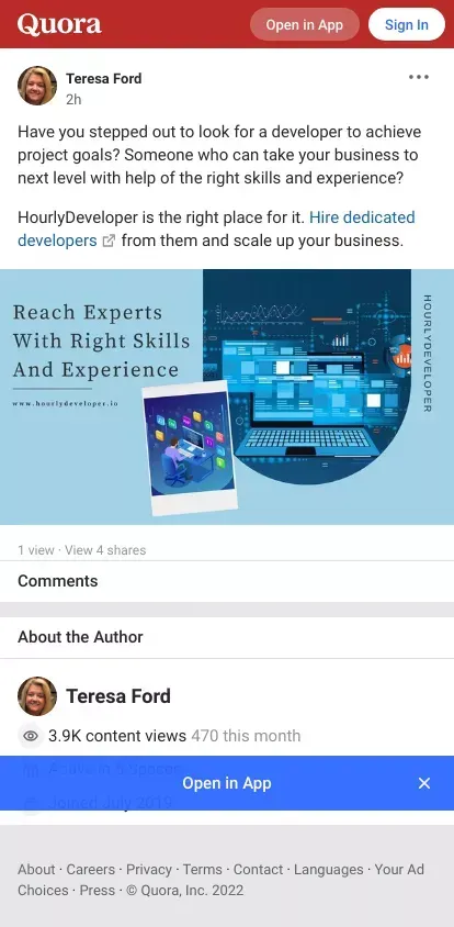 Have you stepped out to look for a developer to achieve project goals? Someone who can take your business to next level with help of the right skills and experience?

HourlyDeveloper is the right place for it. Hire dedicated developers [ https://www. - Qu mobile view