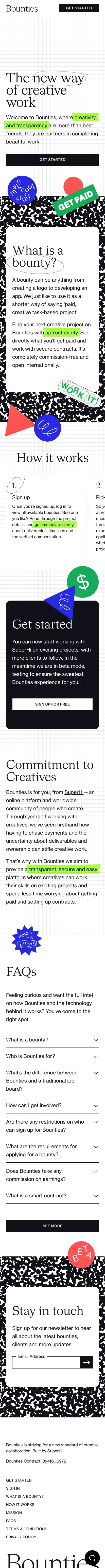 Find and work on your next creative project - Bounties mobile view