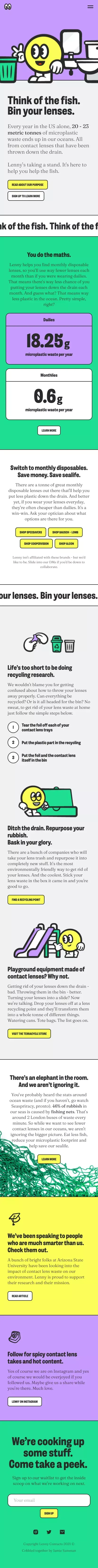 Lenny Contacts | Taking a Stand Against Microplastic Waste mobile view