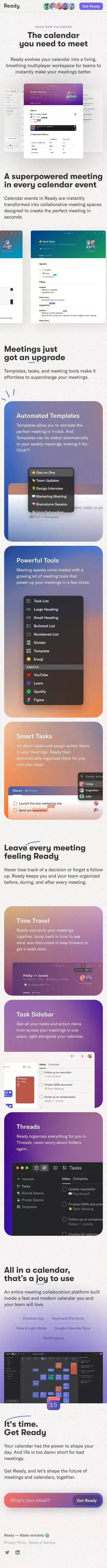 Ready — The calendar you need to meet mobile view