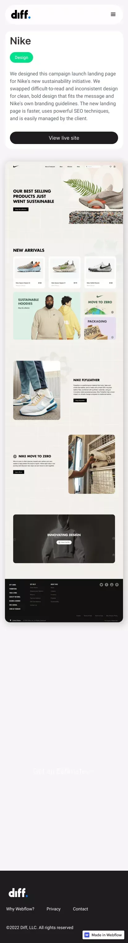 Our Work | Nike mobile view
