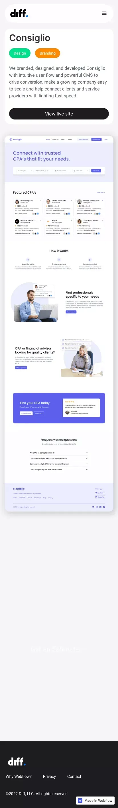 Our Work | Consiglio mobile view