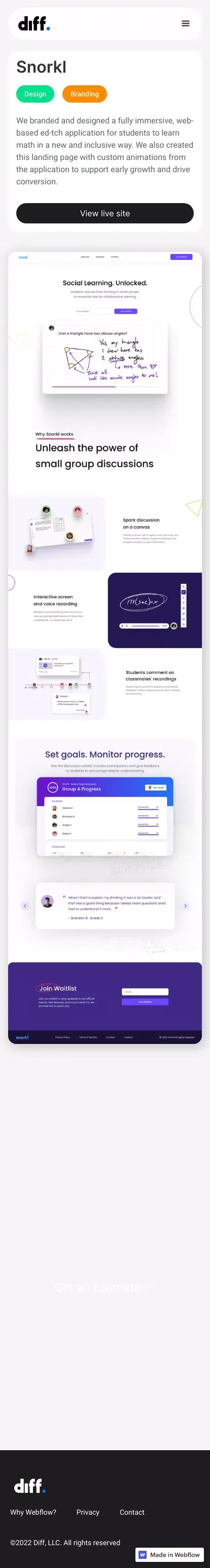 Our Work | Snorkl mobile view