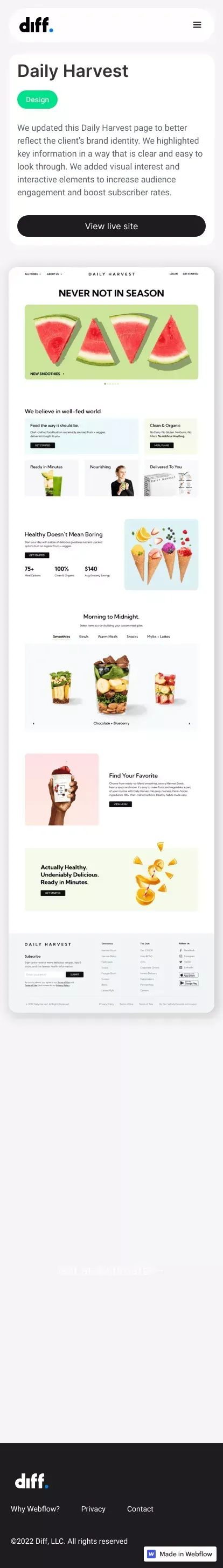 Our Work | Daily Harvest mobile view