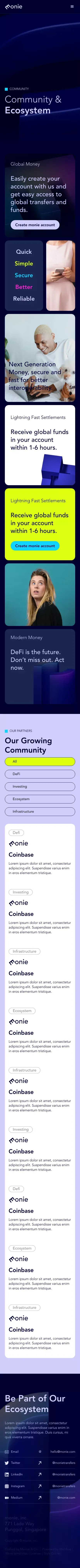 Monie Webflow Template mobile view