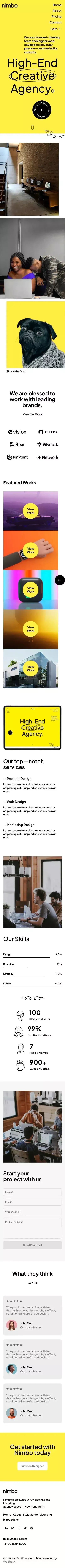 Nimbo - Webflow Ecommerce website template mobile view