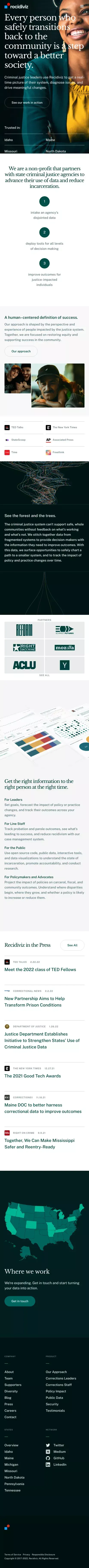 Recidiviz | A Criminal Justice Data Platform mobile view