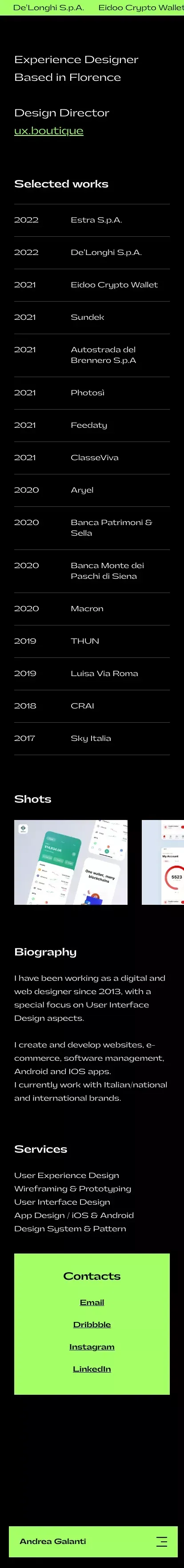 Andrea Galanti mobile view