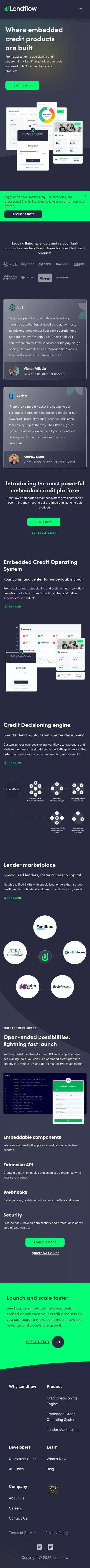 Homepage | Lendflow mobile view