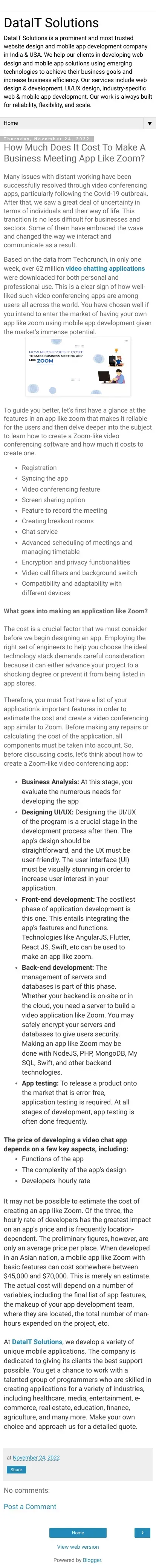 How Much Does It Cost To Make A Business Meeting App Like Zoom? - DataIT Solutions mobile view