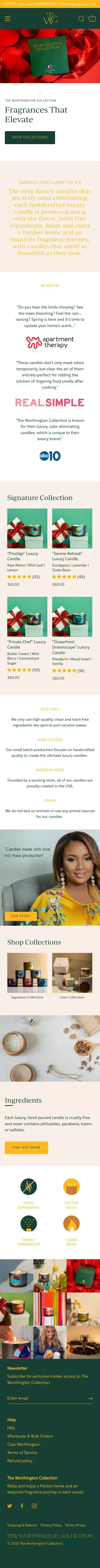 The Worthington Collection- Luxury, Non-Toxic, Scented Candles mobile view