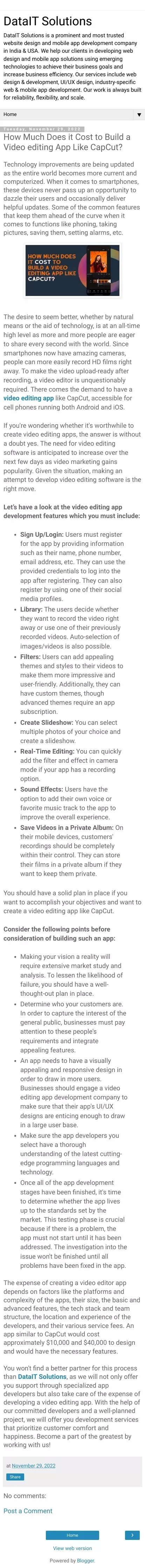 How Much Does it Cost to Build a Video editing App Like CapCut? - DataIT Solutions mobile view