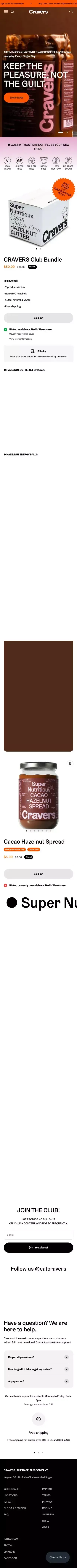 CRAVERS | The Hazelnut Company mobile view