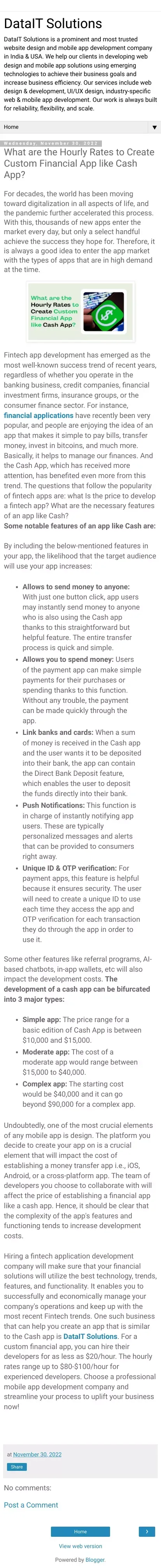 What are the Hourly Rates to Create Custom Financial App like Cash App? - DataIT Solutions mobile view
