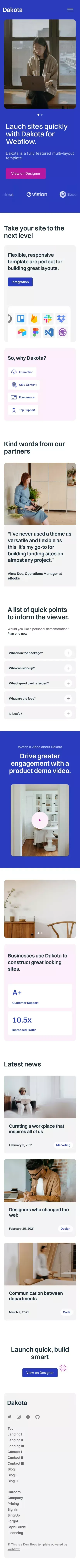 Dakota - Webflow Ecommerce website template mobile view