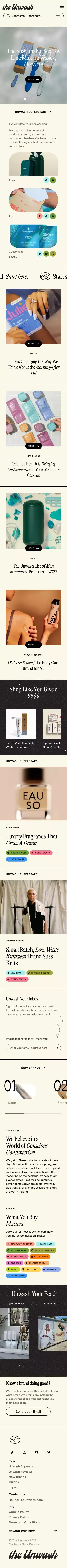 The Unwash | People Before Products mobile view