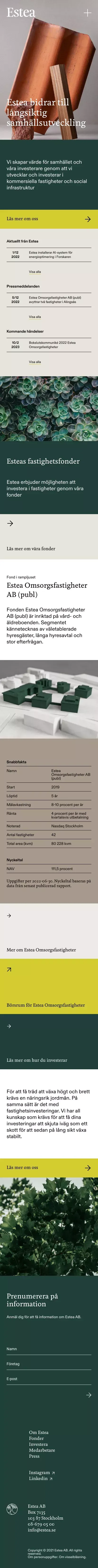 Estea mobile view