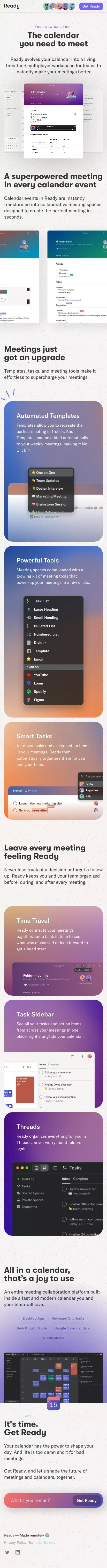 Ready — The calendar you need to meet mobile view