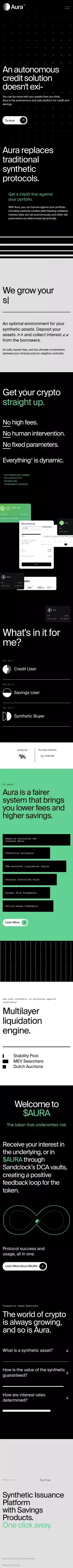 Aura | Autonomous credit and savings alternative mobile view