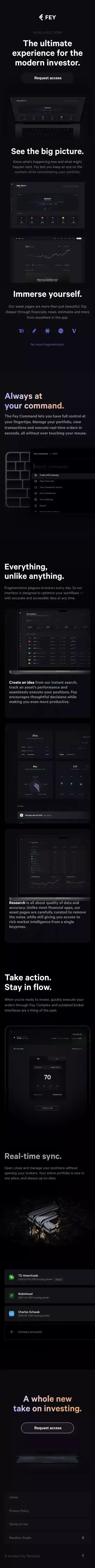 Fey: The ultimate experience for the modern investor. mobile view