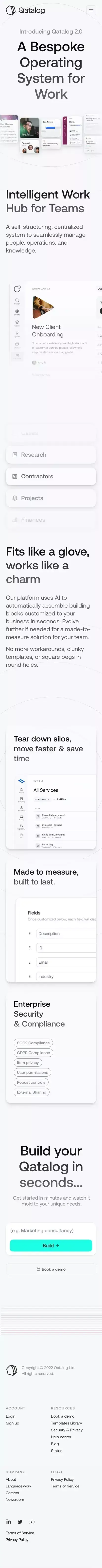 Qatalog | Your Bespoke Operating System for Work mobile view