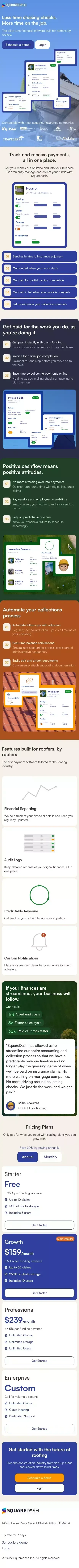 Claim Funding Software For Roofers | SquareDash mobile view