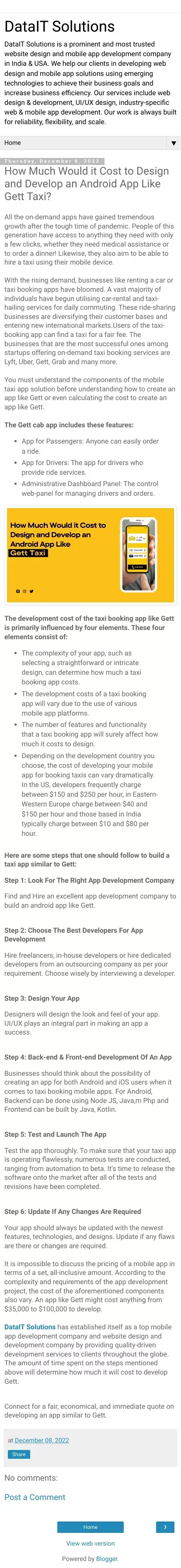 How Much Would it Cost to Design and Develop an Android App Like Gett Taxi? - DataIT Solutions mobile view