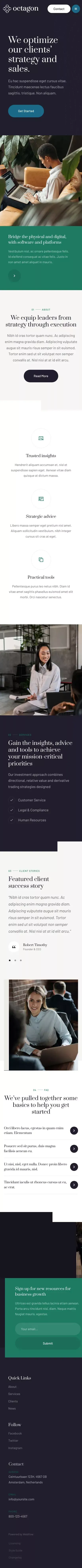 Octagon - Webflow HTML website template mobile view