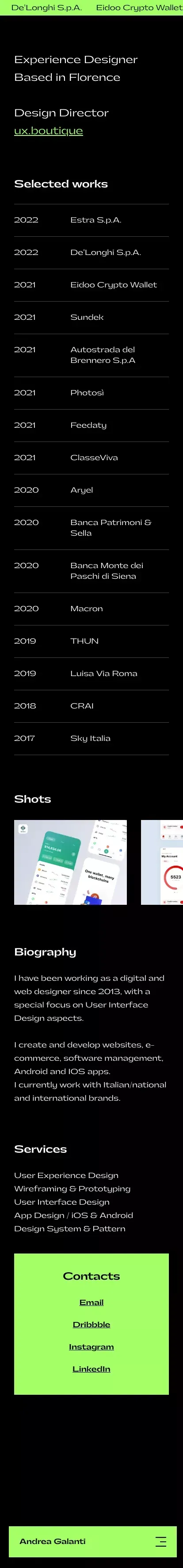 Andrea Galanti mobile view