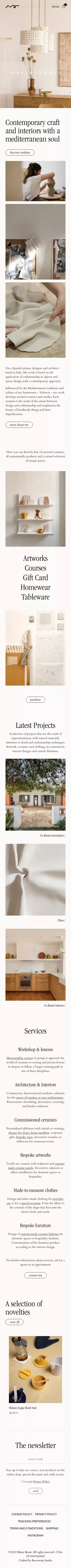 Homepage - Marta Benet - Contemporary craft and interior design : Marta Benet mobile view