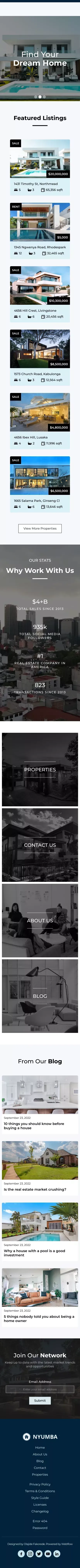Nyumba Webflow HTML website template mobile view