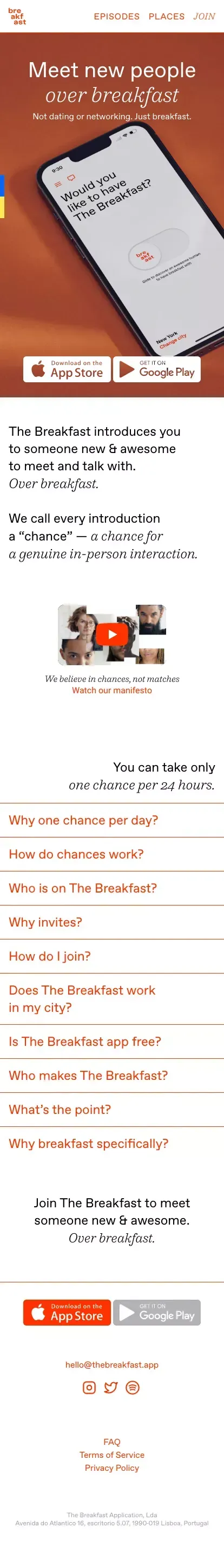 The Breakfast — Meet new people over breakfast mobile view