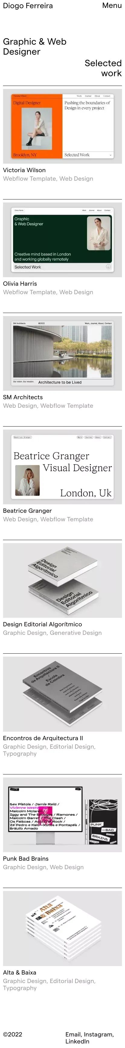 Diogo Ferreira — Graphic & Web Designer mobile view