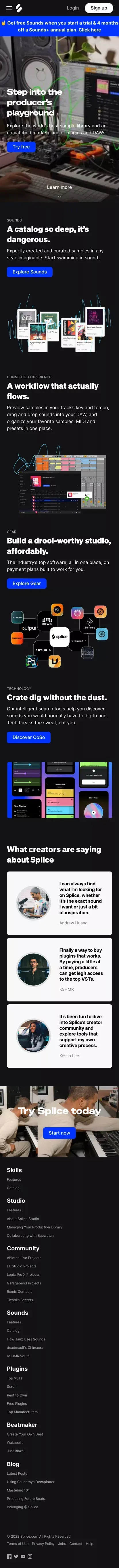 Royalty-Free Sounds, FX, Presets & More | Splice mobile view