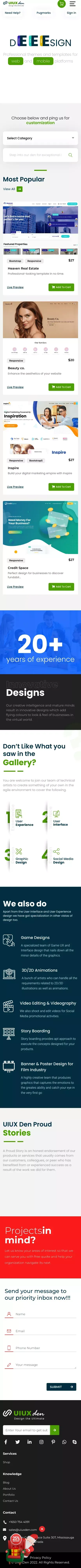 UI UX Design Agency | Website & App Templates |UIUX Den mobile view