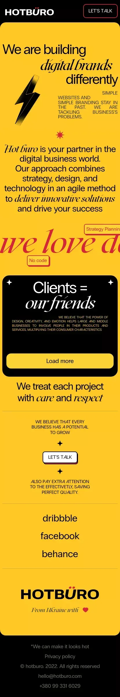 Hot buro | Digital design agency mobile view