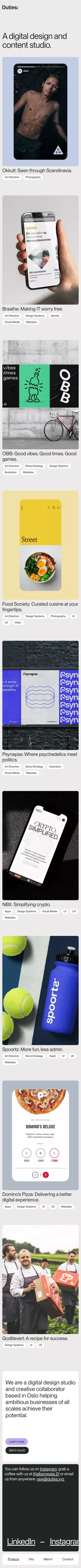 Duties XYZ - Works mobile view