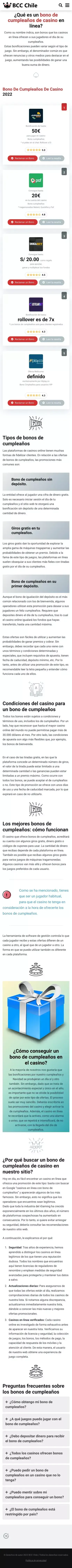 Bonos de cumpleaños de casinos en línea Chile - BCC Chile mobile view