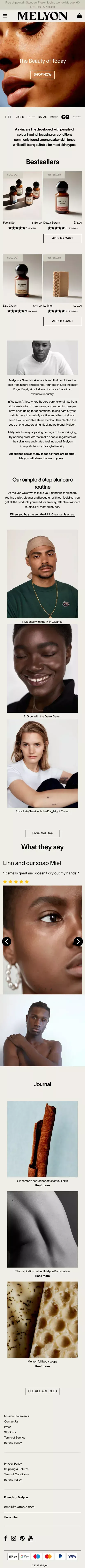 Melyon – Inclusive skincare made in Sweden for people of all color mobile view