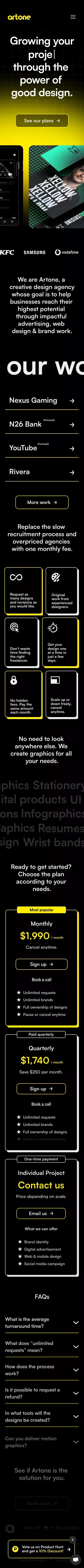 Artone Studio mobile view