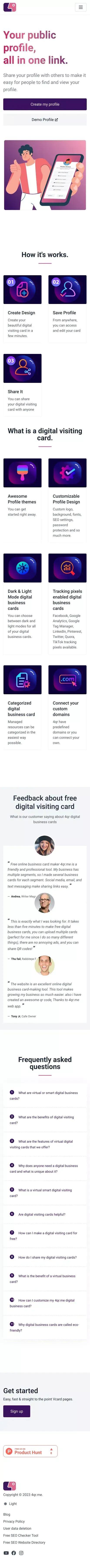 Your public profile, all in one link. - 4qr.me mobile view