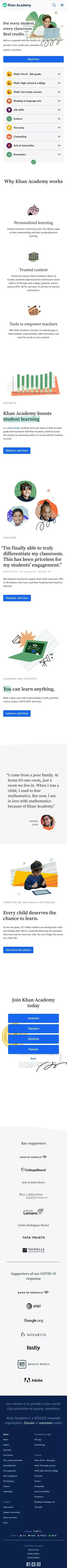 Khan Academy | Free Online Courses, Lessons & Practice mobile view