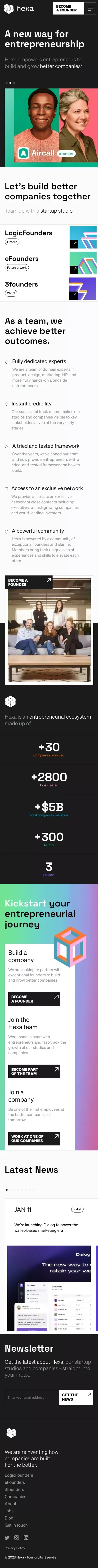 Hexa - A new way for entrepreneurship mobile view