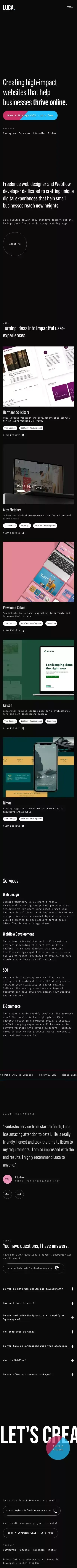 Luca Defreitas-Hansen | Web Design, Webflow & SEO mobile view