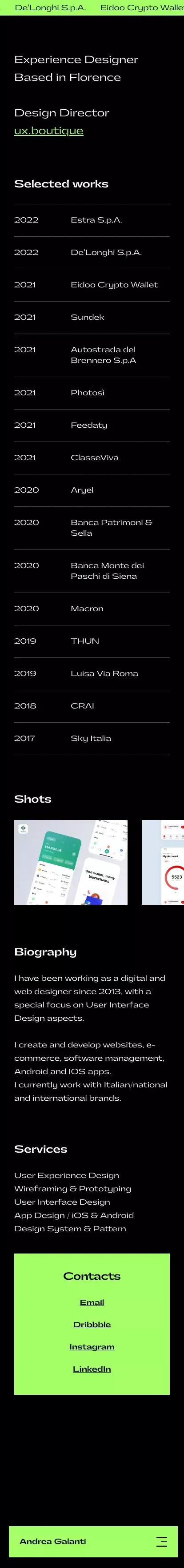 Andrea Galanti mobile view