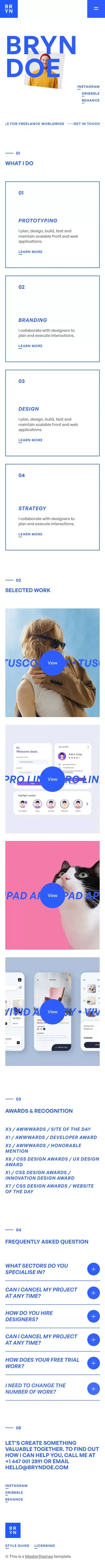 Bryn - Webflow Ecommerce website template mobile view