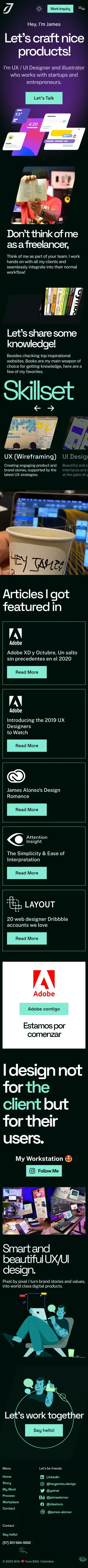 Hey James - Human Product Designer. mobile view