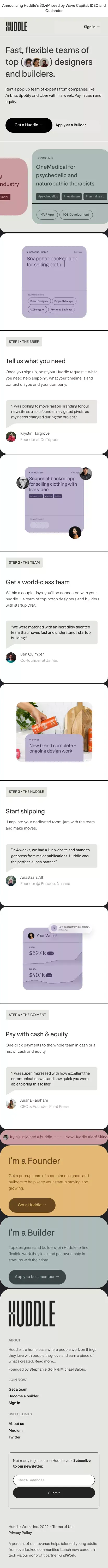 Huddle mobile view